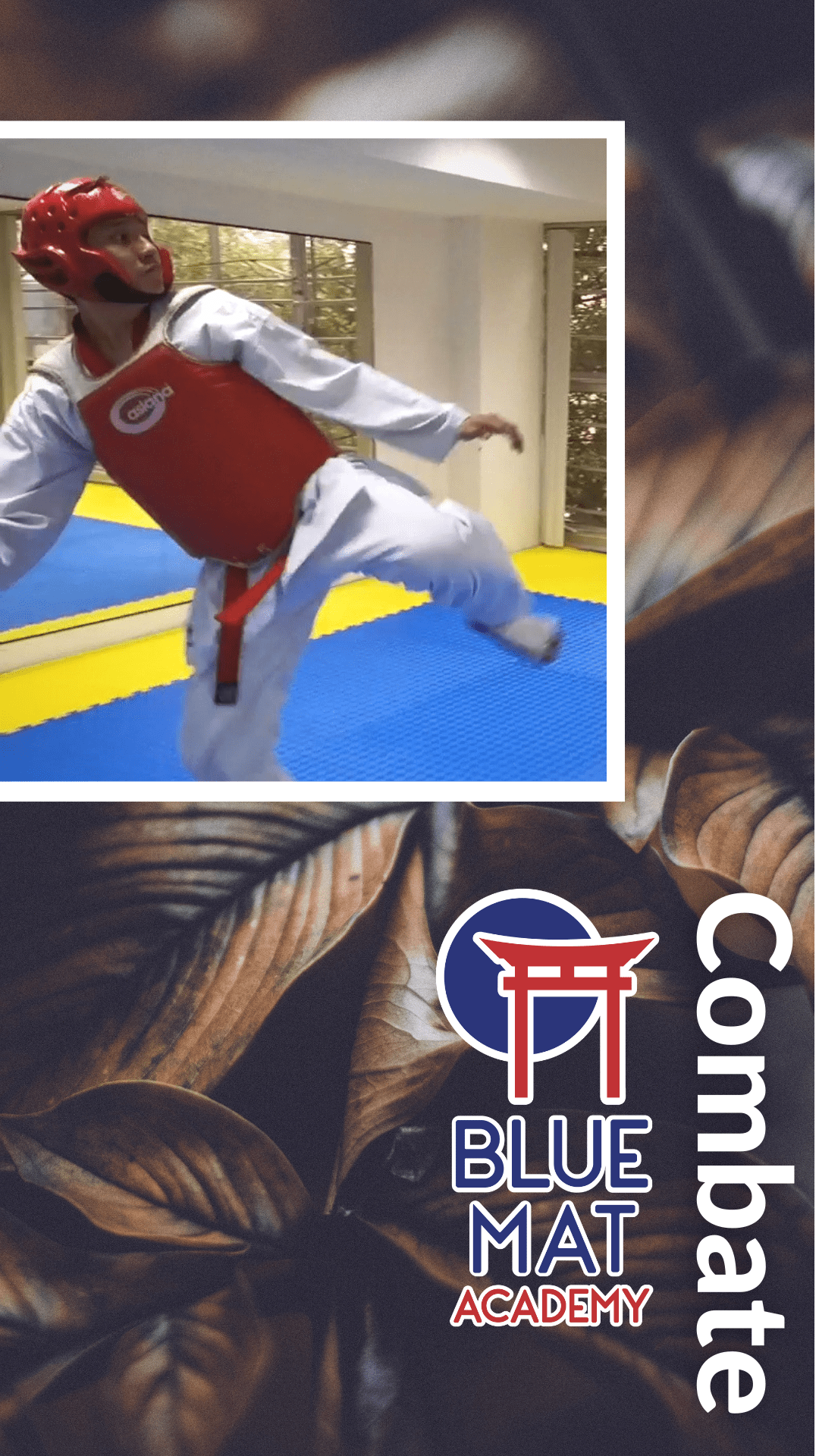 Blue Mat Moon MooMoo-Won Taekwondo combate cinta marron